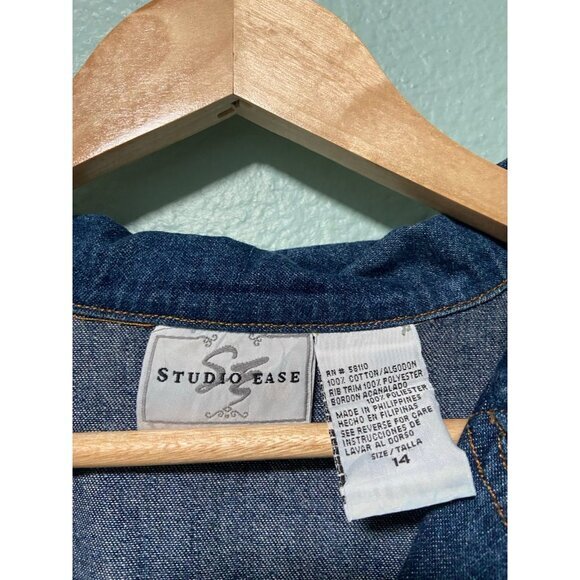 Vintage Studio Ease Women's Denim Long Sleeve Jacket Top Size 14 - Picture 4 of 7